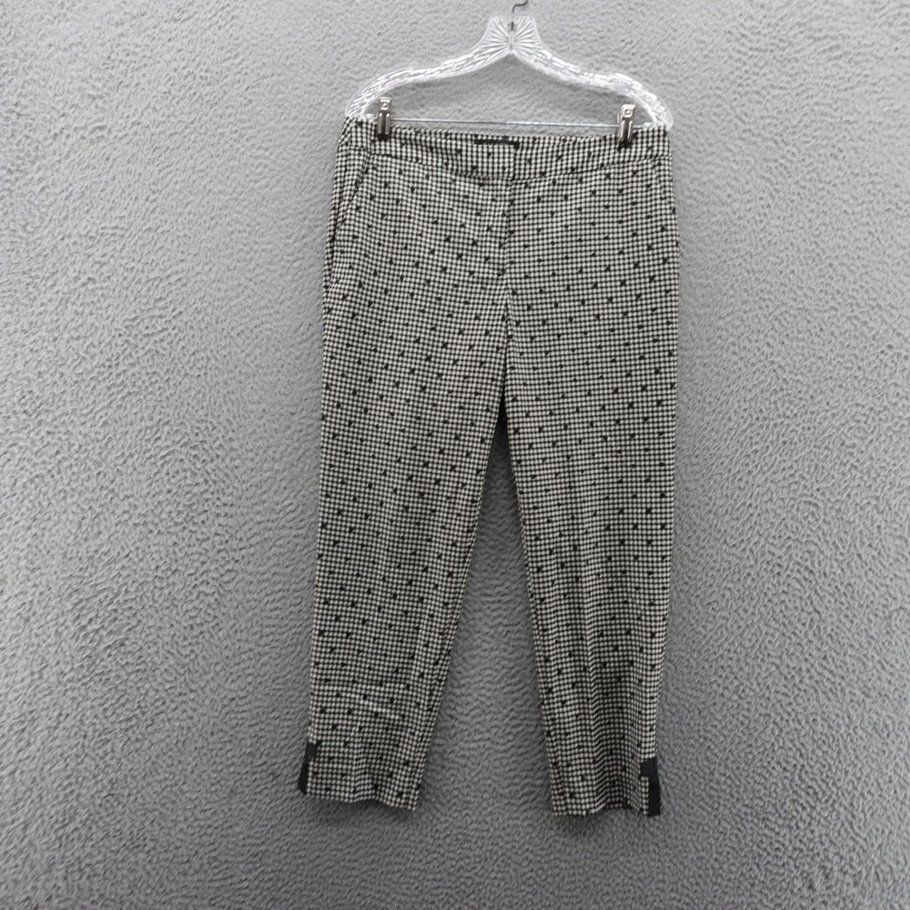 Talbots Gingham Dot Ankle Pants 8‎ Petite Black White Womens Wool Bow Hem Career